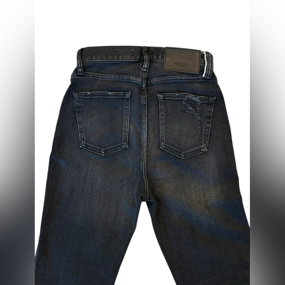 Moussy Vintage Alhambra Flare Jeans Split Hem High Rise Japanese Denim Size 24 - Picture 6 of 14